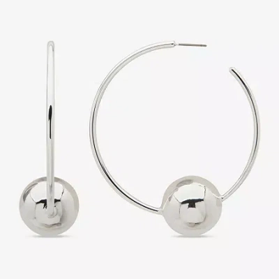 Worthington Silver Tone Womens 63.5mm Hoop Earrings
