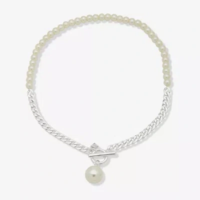 Worthington Simulated Pearl Womens 19 Inch Pendant Necklace In Silver