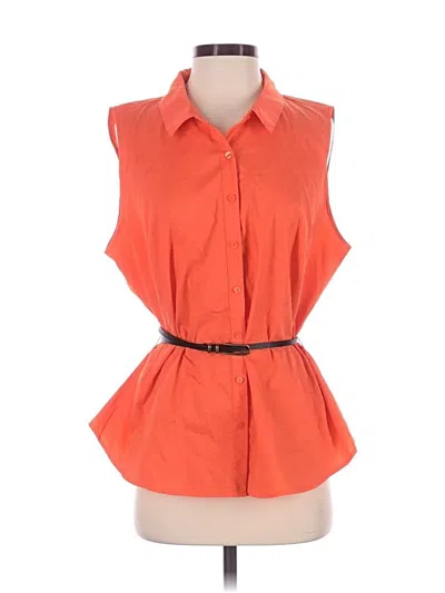 Pre-owned Worthington Sleeveless Button Down Shirt In Orange