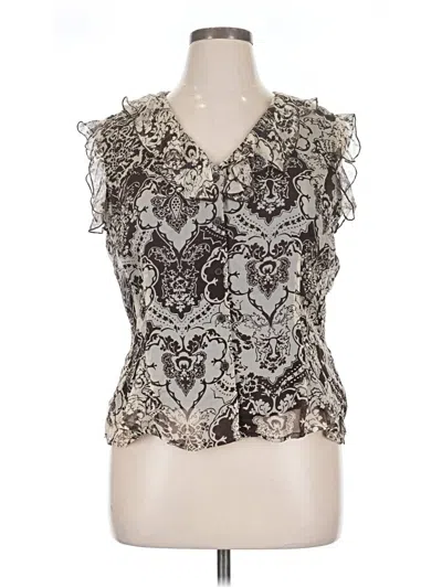 Pre-owned Worthington Sleeveless Silk Top Silver Plunge Neckline Tops