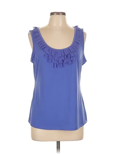 Worthington Sleeveless Top Blue Ruffles Neckline Tops