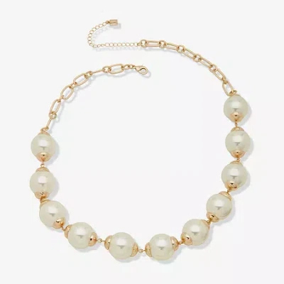 Worthington Station Womens White 32 Inch Collar Necklace In Neutral