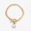 Worthington Toggle Charm Womens 8 Inch Curb Chain Bracelet In Gold