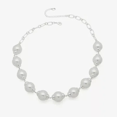 Worthington Womens 16 Inch Collar Necklace In White