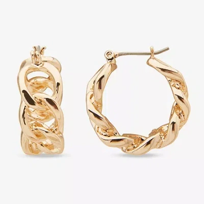 Worthington Womens 24.9mm Hoop Earrings In Gold
