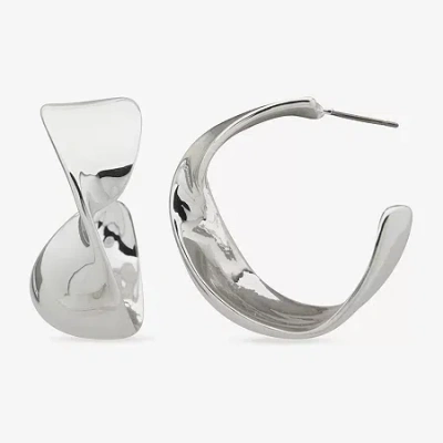 Worthington Womens 27.9mm Hoop Earrings In Silver