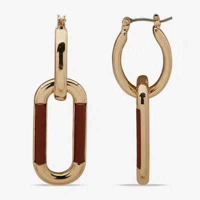 Worthington Womens 31.4mm Hoop Earrings In Gold