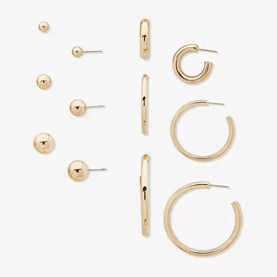 Worthington Womens 6 Pair Earring Set In Yellow