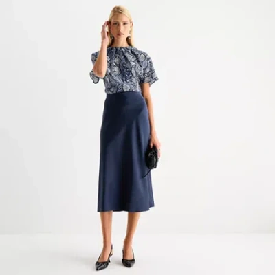 Worthington Womens A-line Skirt In Blue