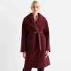 Worthington Womens Belted Heavyweight Coat In Red