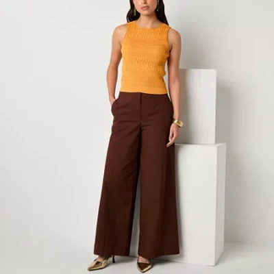 Worthington Womens Boat Neck Sleeveless Pullover Sweater In Orange