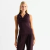 Worthington Womens Cowl Neck Sleeveless Blouse In Purple