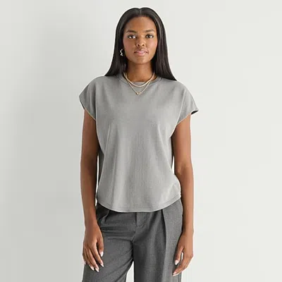 Worthington Womens Crew Neck Sleeveless Pullover Sweater In Gray