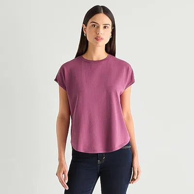 Worthington Womens Crew Neck Sleeveless Pullover Sweater In Pink