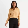 Worthington Womens Cuffed Long Sleeve Regular Fit Button-down Shirt In Yellow