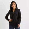 Worthington Womens Cuffed Long Sleeve Regular Fit Poplin Button-down Shirt In Black