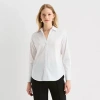 Worthington Womens Cuffed Long Sleeve Regular Fit Poplin Button-down Shirt In White