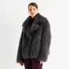 Worthington Womens Faux Fur Midweight Coat In Gray
