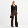 Worthington Womens Fit And Flare Pant In Brown