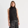 Worthington Womens Funnel Neck Sleeveless Pullover Sweater In Black