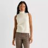 Worthington Womens Funnel Neck Sleeveless Pullover Sweater In White
