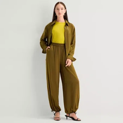 Worthington Womens High Rise Pull-on Pant In Green