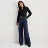 Worthington Womens High Rise Wide Leg Jean In Black