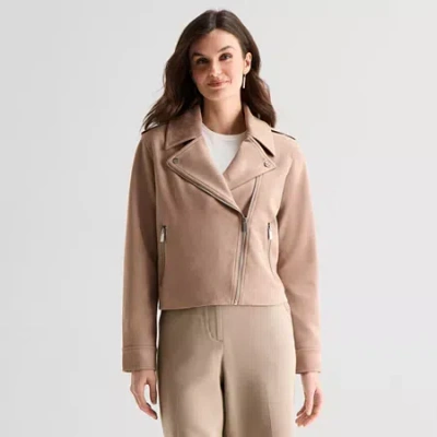 Worthington Womens Lightweight Motorcycle Jacket In Brown