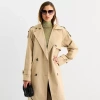 Worthington Womens Lightweight Trench Coat In Yellow