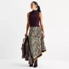 Worthington Womens Tall Long Asymmetrical Skirt In Brown