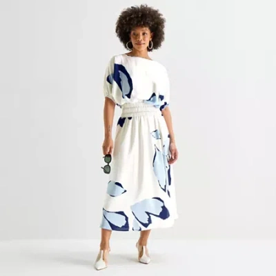 Worthington Womens Plus Long Flared Skirt In Multi