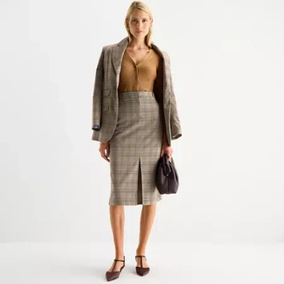 Worthington Womens Long Pencil Skirt In Brown