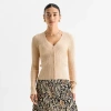 Worthington Womens Long Sleeve Button Open Front Cardigan In Brown