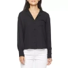 Worthington Womens Long Sleeve Regular Fit Button-down Shirt In Black