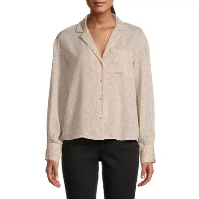 Worthington Womens Long Sleeve Regular Fit Button-down Shirt In Sand