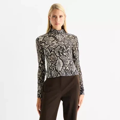 Worthington Womens Long Sleeve Turtleneck In Brown