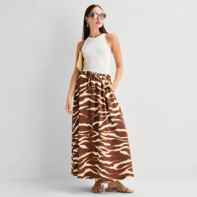 Worthington Womens Maxi Skirt In Brown