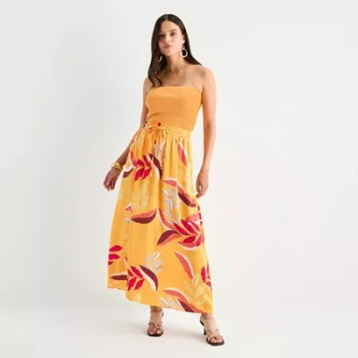 Worthington Womens Maxi Skirt In Orange