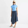 Worthington Womens Midi Asymmetrical Skirt In Blue