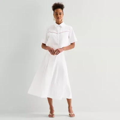 Worthington Womens Midi Full Skirt In Green