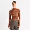 Worthington Womens Mock Neck Long Sleeve Striped Pullover Sweater In Orange