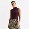 Worthington Womens Mock Neck Sleeveless Pullover Sweater In Purple