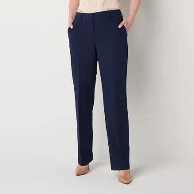 Worthington Womens Modern Curvy Trouser In Blue