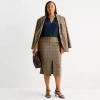 Worthington Womens Plus Long Pencil Skirt In Brown
