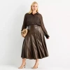 Worthington Womens Plus Long Pleated Skirt In Brown