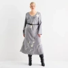Worthington Womens Plus Long Sleeve Floral Maxi Dress In Gray