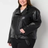Worthington Womens Plus Midweight Motorcycle Jacket In Black
