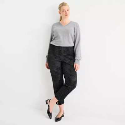 Worthington Womens Plus Pull-on Pant In Black