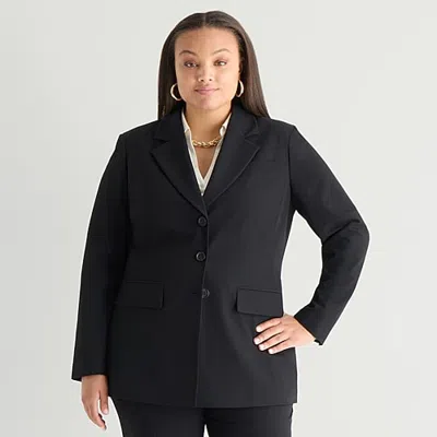 Worthington Womens Plus Regular Fit Blazer In Black
