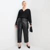 Worthington Womens Plus Straight Faux Leather Trouser In Black